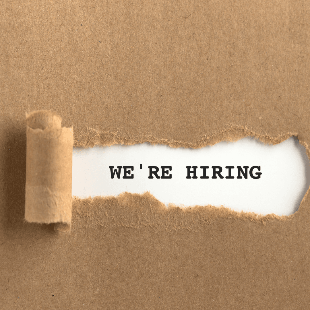 Photo with words: we're hiring