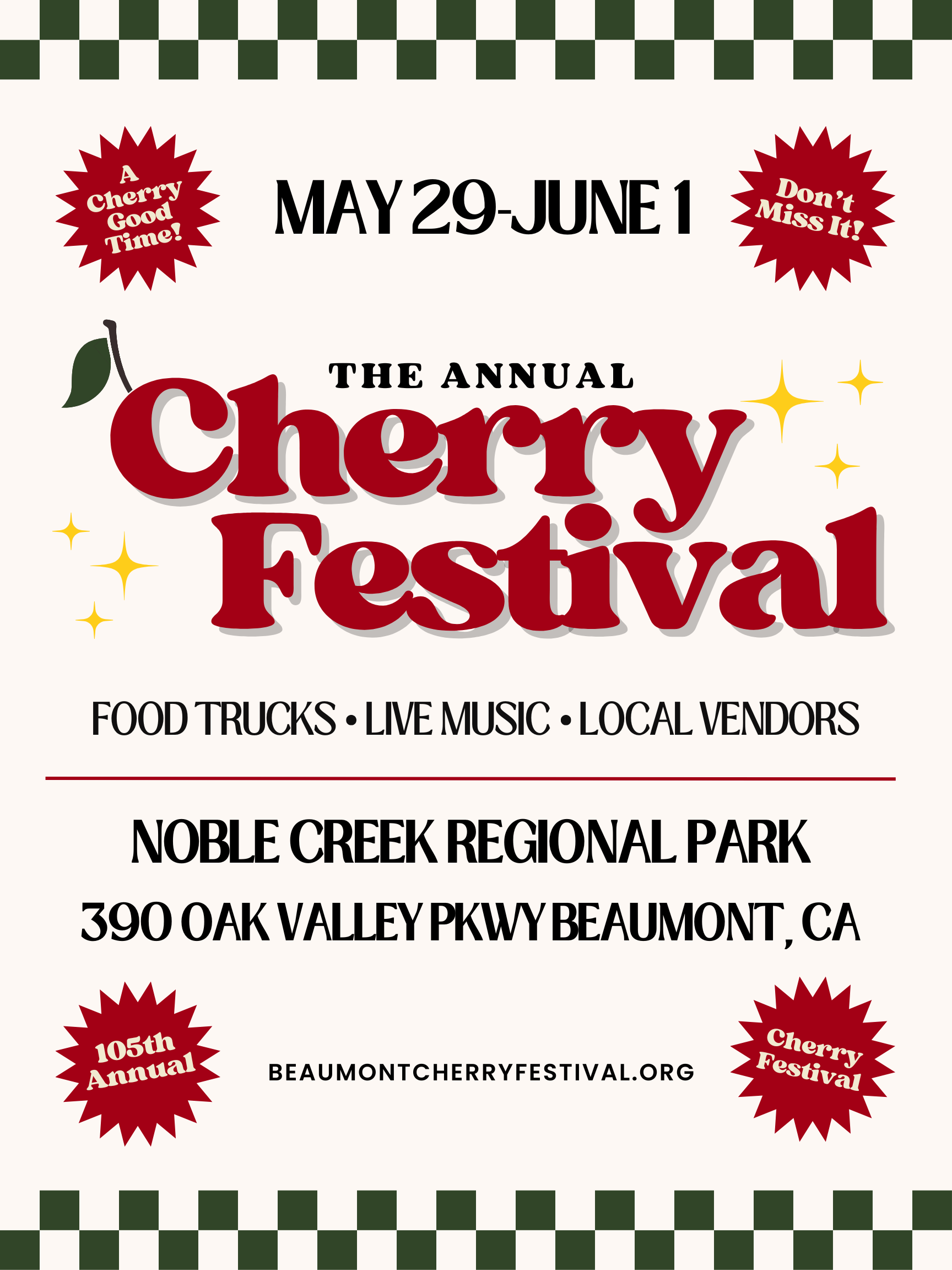 Cherry Festival Retro Poster Info